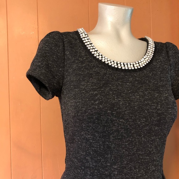 Maison Jules Short Sleeve Rhinestone Neckline Dress, Small - Picture 7 of 11